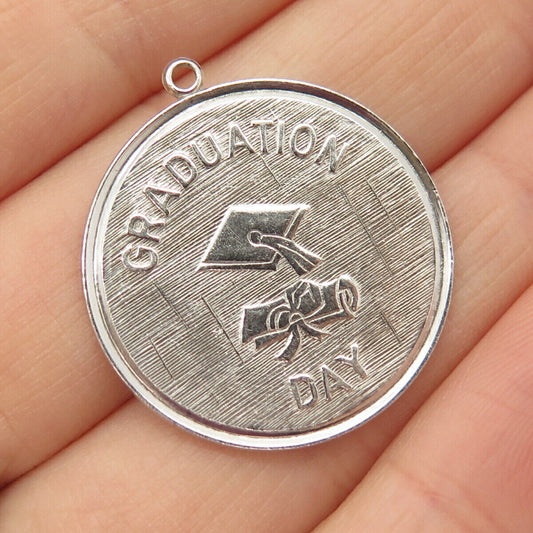 925 Sterling Silver Vintage "Graduation Day" Round Pendant