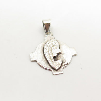 925 Sterling Silver Vintage Religious Theme Pendant