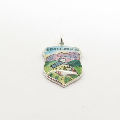 833 Silver Vintage Enamel "Kehlsteinhaus" Coat of Arms Charm Pendant