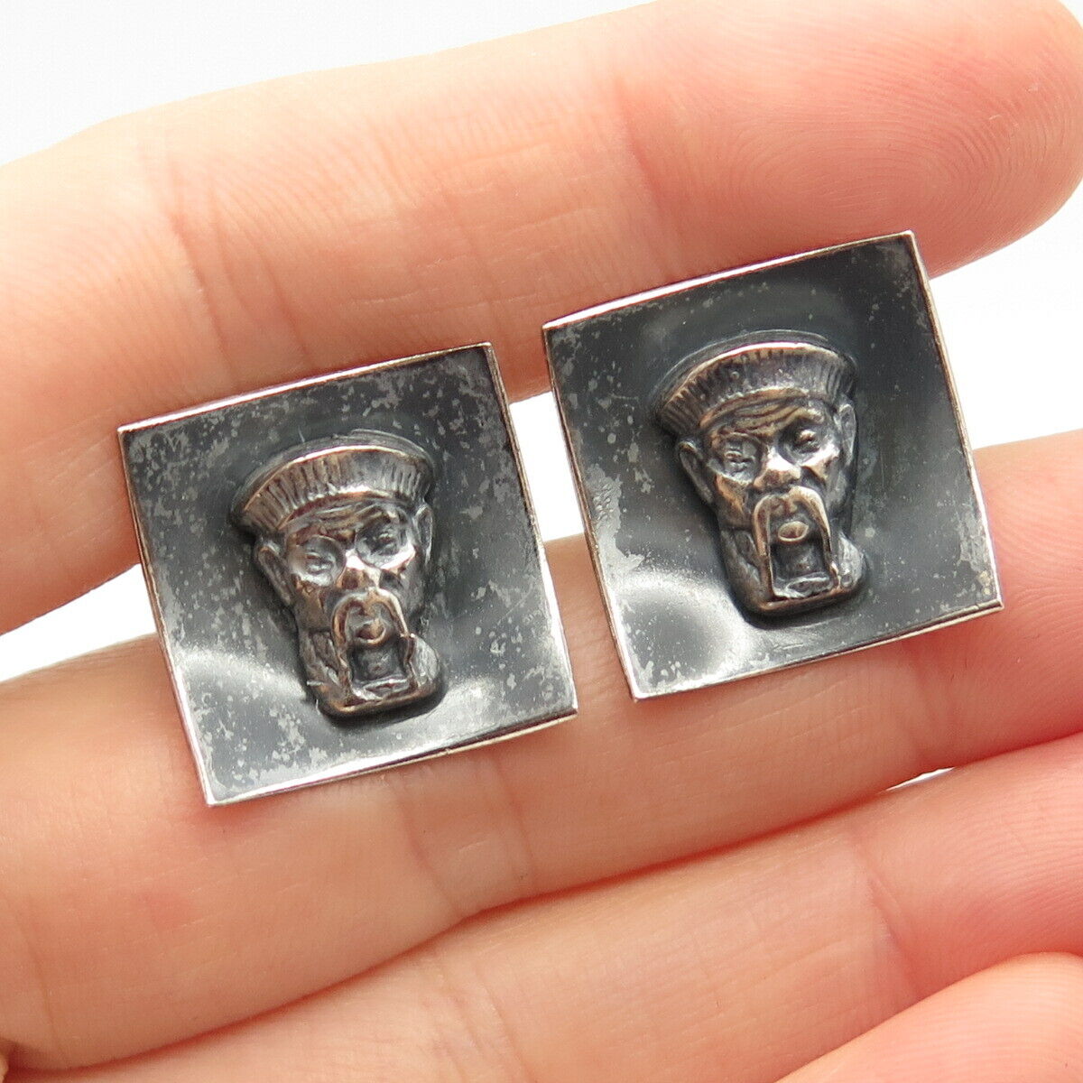 925 Sterling Silver Vintage Man's Profile Cufflinks