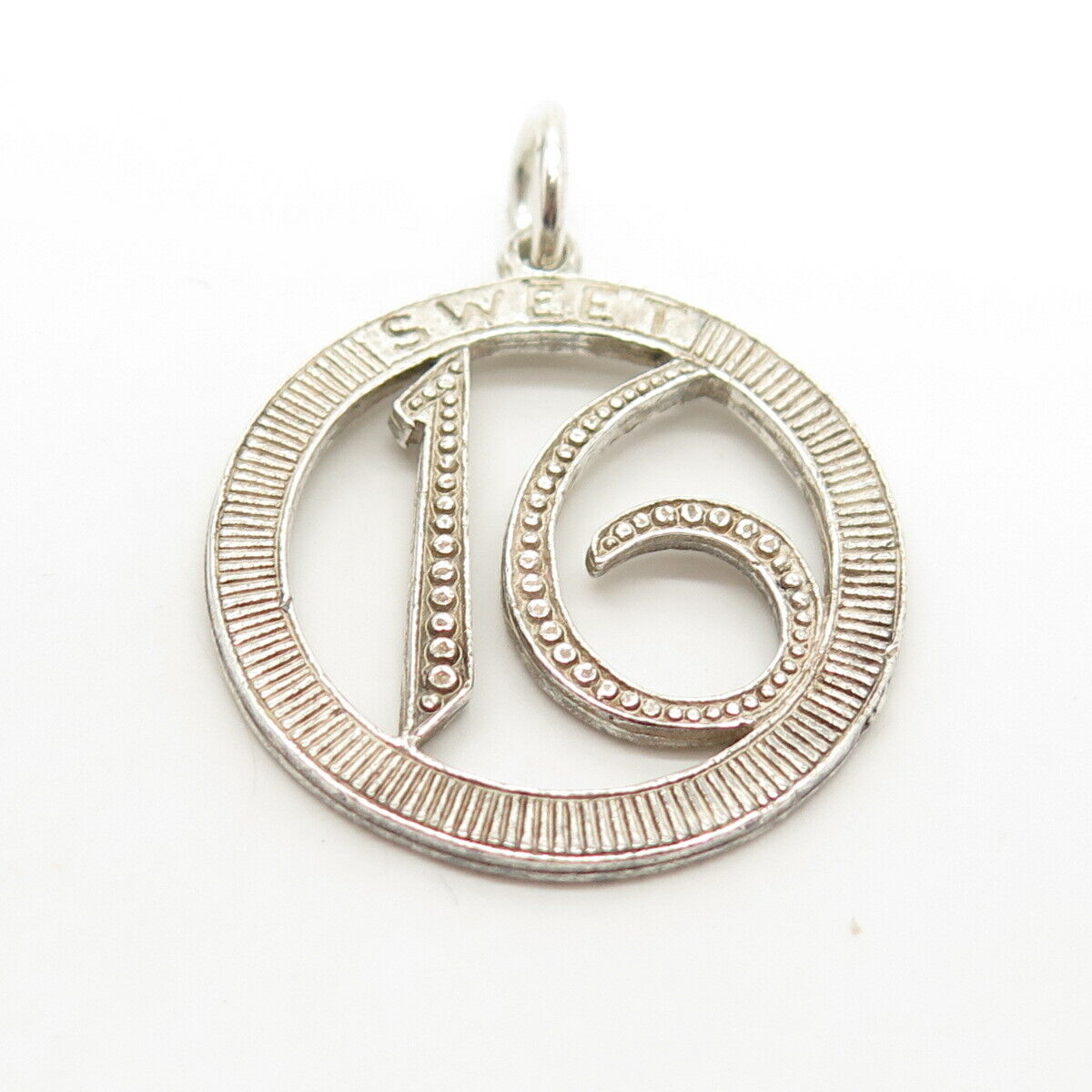 925 Sterling Silver Vintage "Sweet 16" Round Pendant