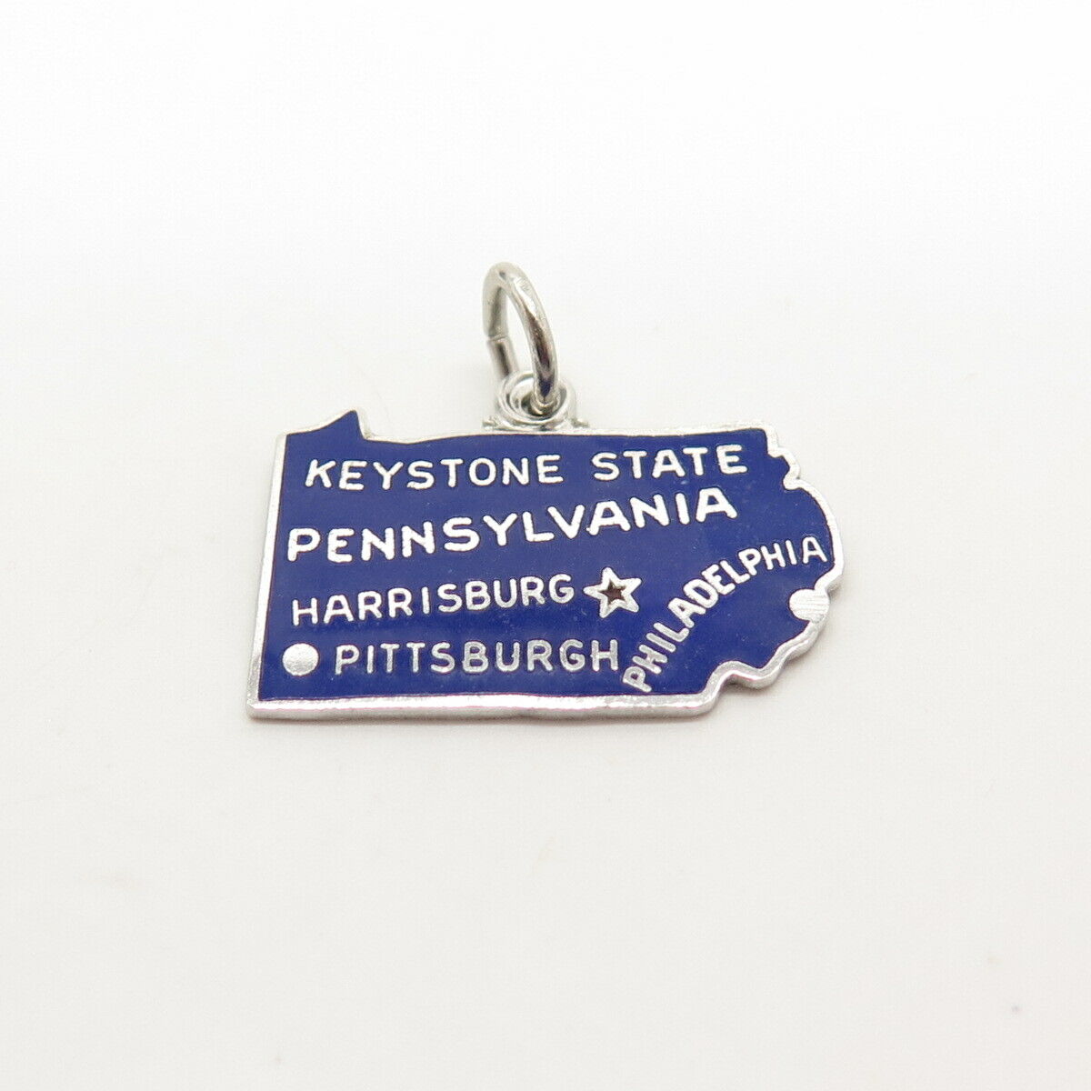 925 Sterling Silver Vintage Griffith & Sons Co. Enamel "Pennsylvania" Pendant