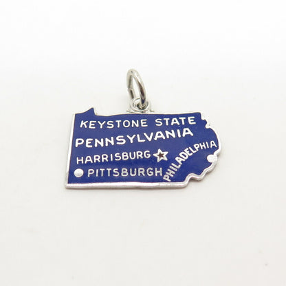 925 Sterling Silver Vintage Griffith & Sons Co. Enamel "Pennsylvania" Pendant