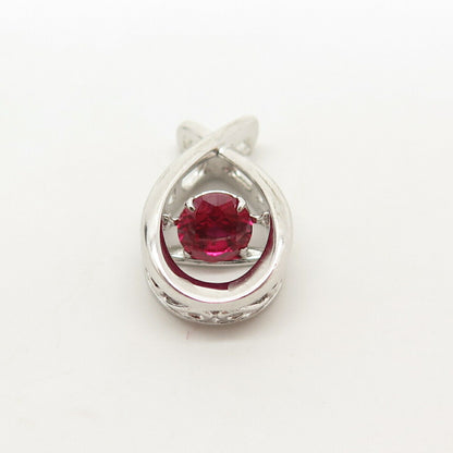 925 Sterling Silver SAI Red Garnet-Tone C Z Slide Pendant