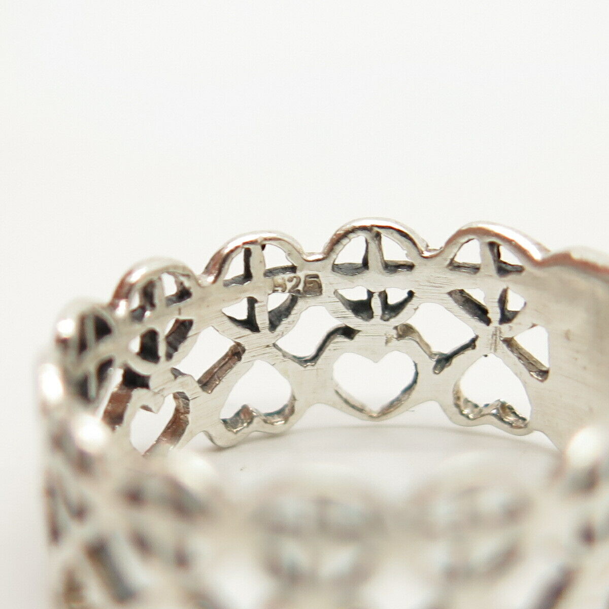 925 Sterling Silver Cutout Cross & Heart Ring Size 8