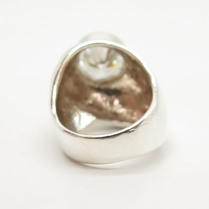 925 Sterling Silver Vintage Round-Cut C Z Modernist Ring Size 6 1/4