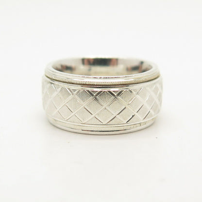 925 Sterling Silver Etched Rotating Band Ring Size 6.5