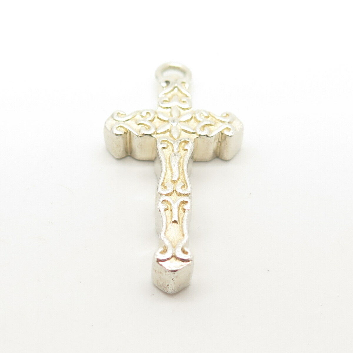 925 Sterling Silver Vintage Ornate Cross Pendant