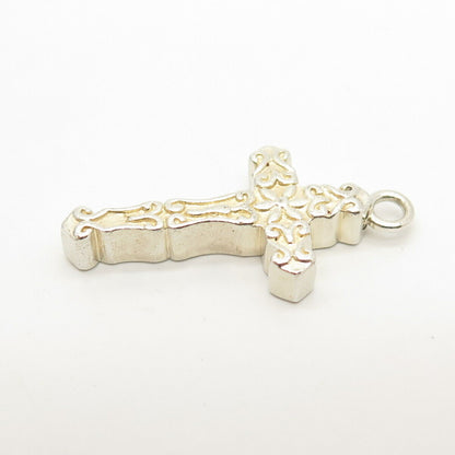 925 Sterling Silver Vintage Ornate Cross Pendant