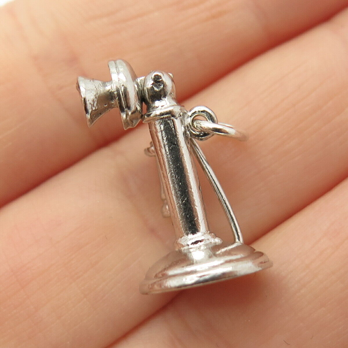 925 Sterling Silver Antique Candlestick Phone Charm Pendant