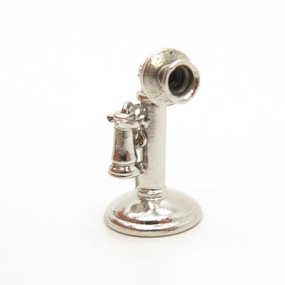 925 Sterling Silver Antique Candlestick Phone Charm Pendant