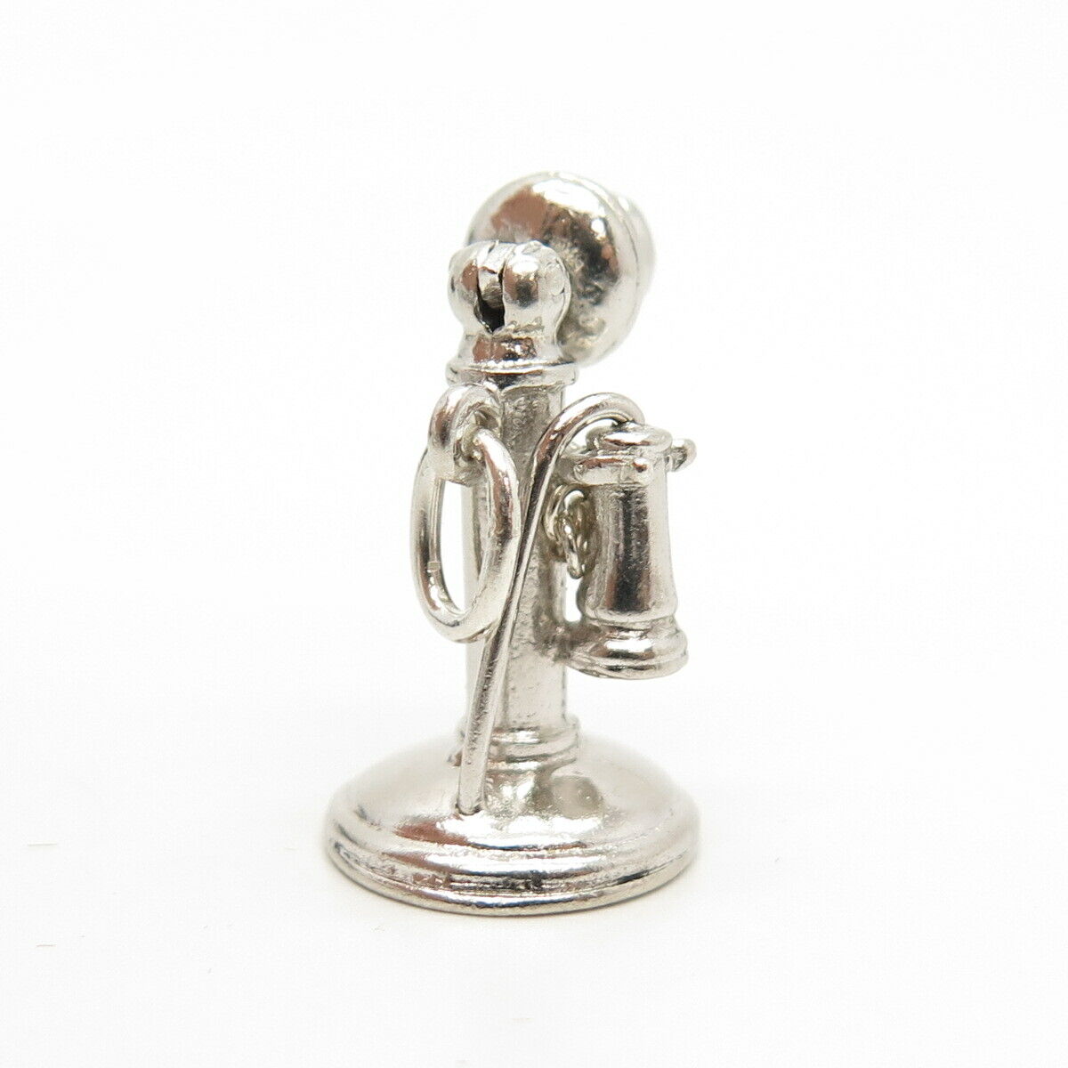 925 Sterling Silver Antique Candlestick Phone Charm Pendant