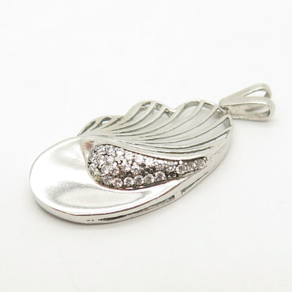 925 Sterling Silver Pave C Z Modernist Slide Pendant