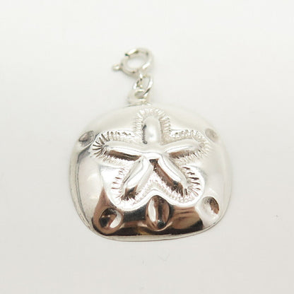 925 Sterling Silver Vintage Sand Dollar Design Charm  Pendant