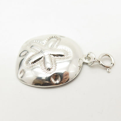 925 Sterling Silver Vintage Sand Dollar Design Charm  Pendant