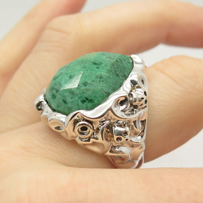 925 Sterling Silver Real Aventurine Gemstone Ring Size 9