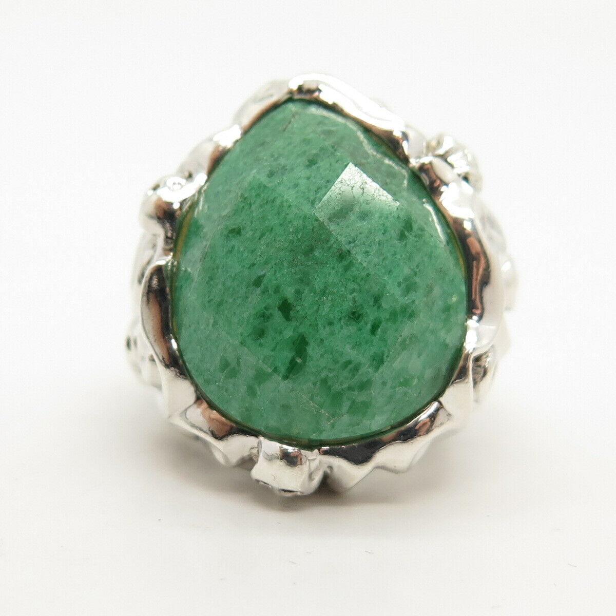 925 Sterling Silver Real Aventurine Gemstone Ring Size 9