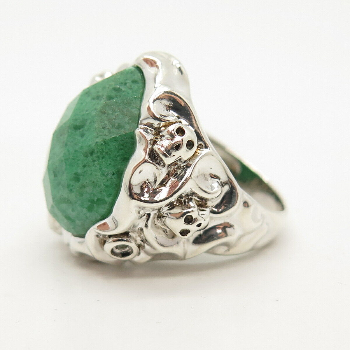 925 Sterling Silver Real Aventurine Gemstone Ring Size 9