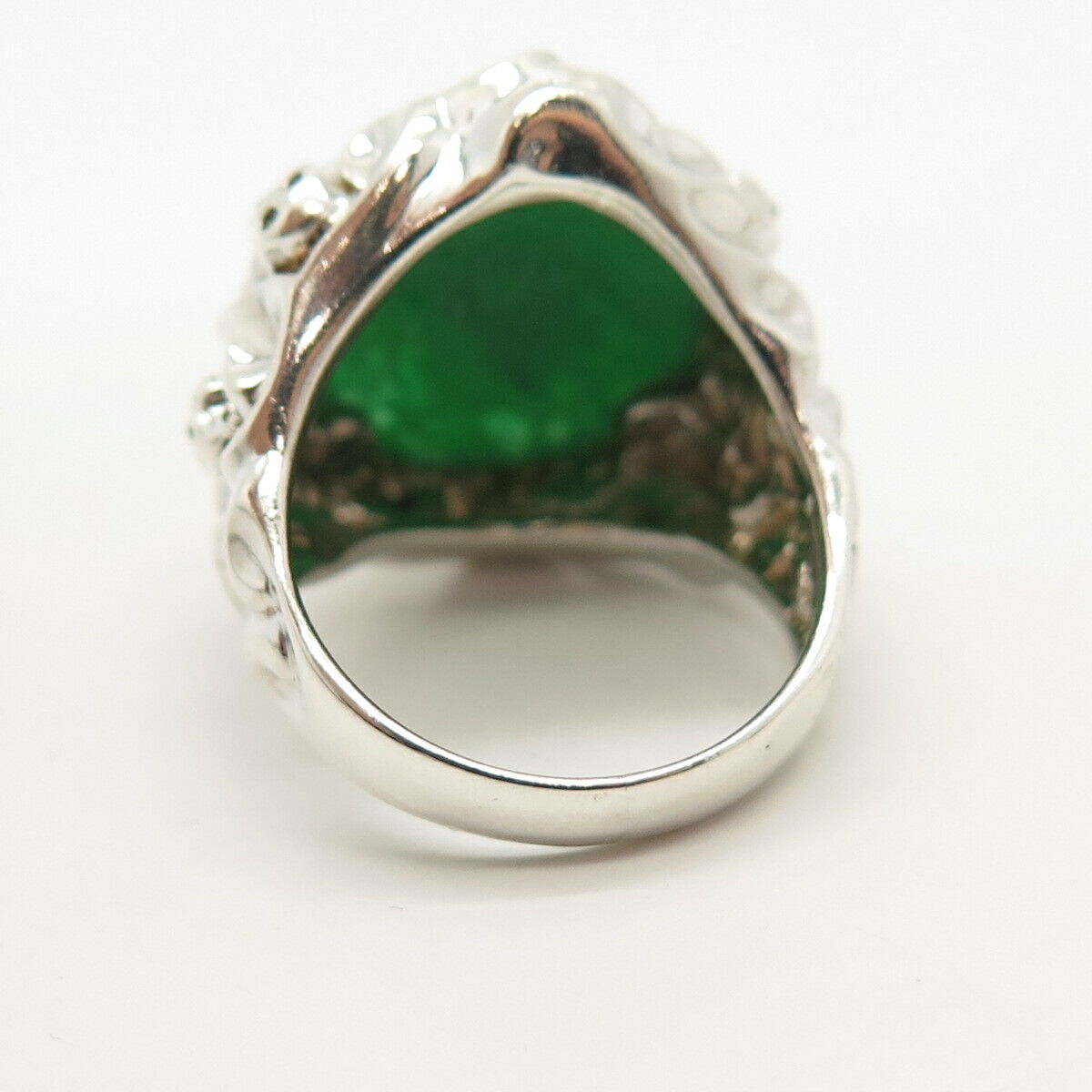 925 Sterling Silver Real Aventurine Gemstone Ring Size 9