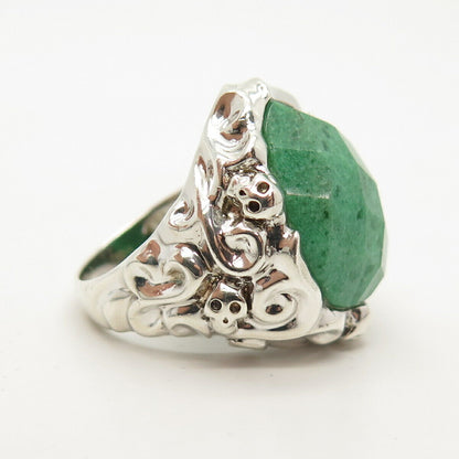 925 Sterling Silver Real Aventurine Gemstone Ring Size 9