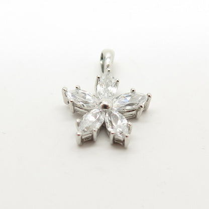 925 Sterling Silver C Z Floral Pendant