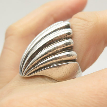 925 Sterling Silver Vintage Shell Design Ring Size 6 3/4