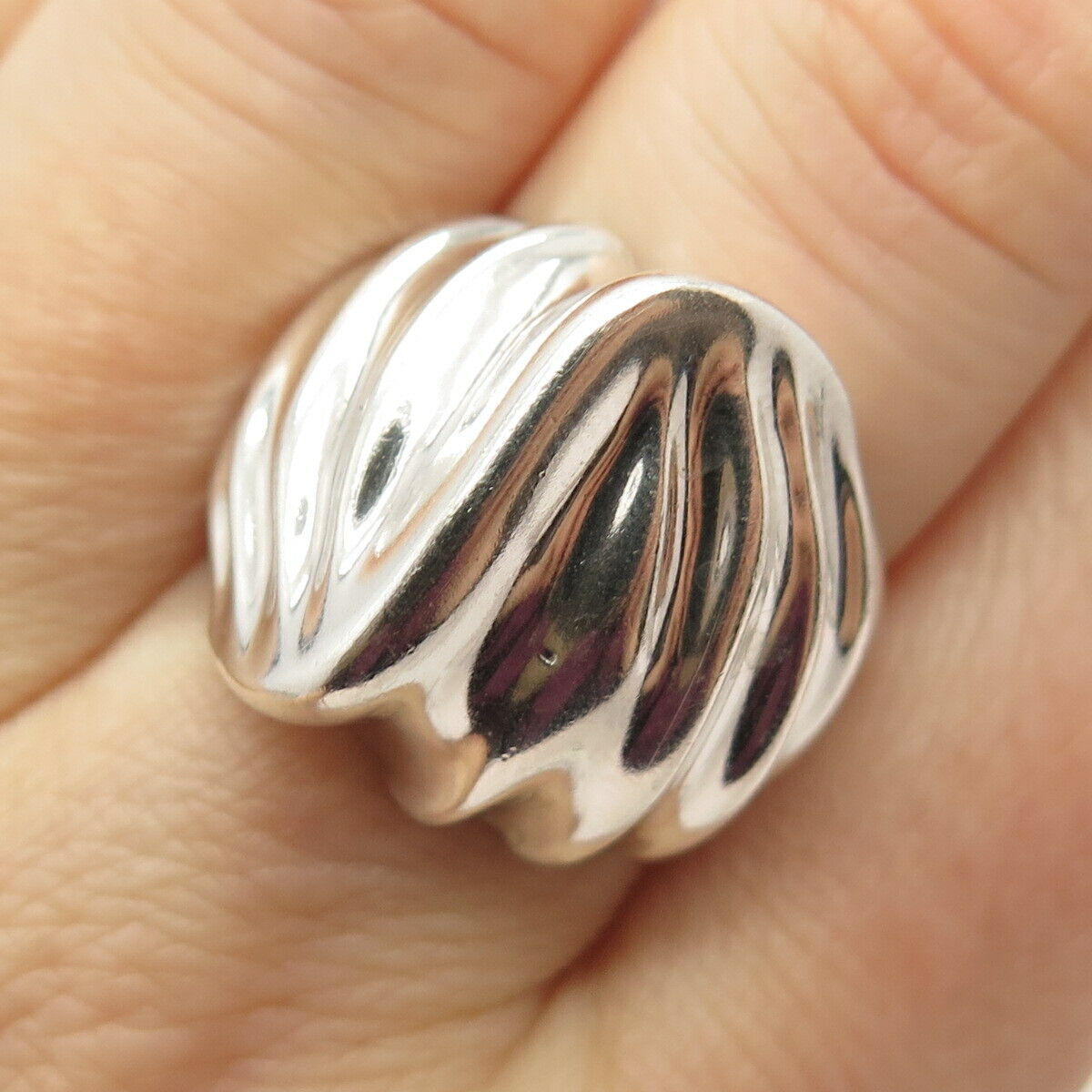 925 Sterling Silver Vintage Mexico Wrinkled Ring Size 7