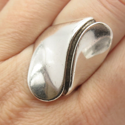 925 Sterling Silver Vintage Modernist Statement Ring Size 7 3/4