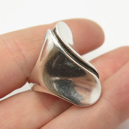 925 Sterling Silver Vintage Modernist Statement Ring Size 7 3/4