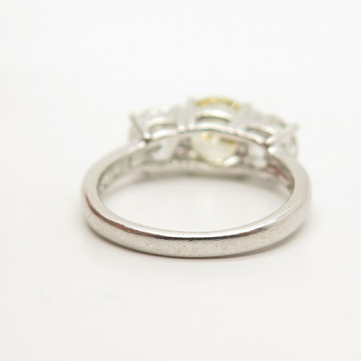 925 Sterling Silver White & Citrine-Tone C Z Ring Size 7 3/4