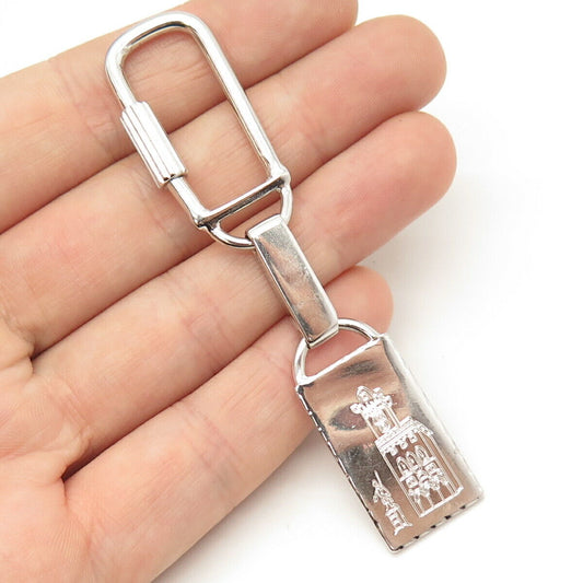 800 Silver Vintage Castle Chapel Design Tag Key Ring