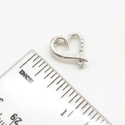 925 Sterling Silver Pave C Z Open Heart Slide Pendant