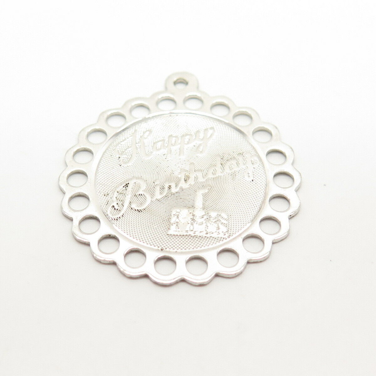 925 Sterling Silver Vintage "Happy Birthday" Cake Pendant