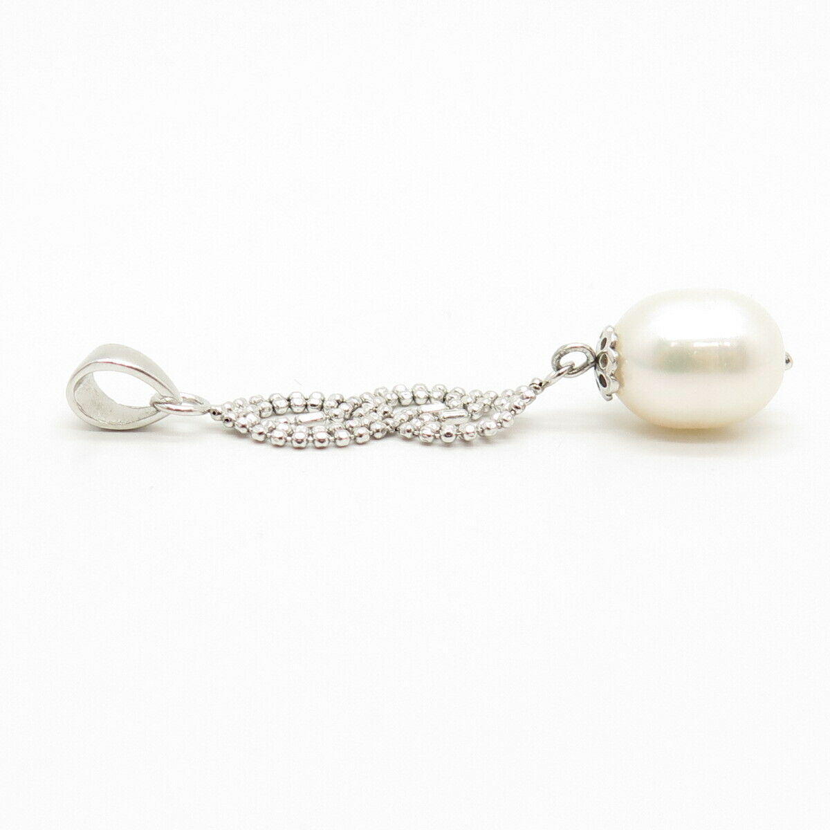 925 Sterling Silver Real Pearl Swirl / Infinity  Pendant