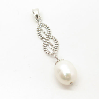 925 Sterling Silver Real Pearl Swirl / Infinity  Pendant