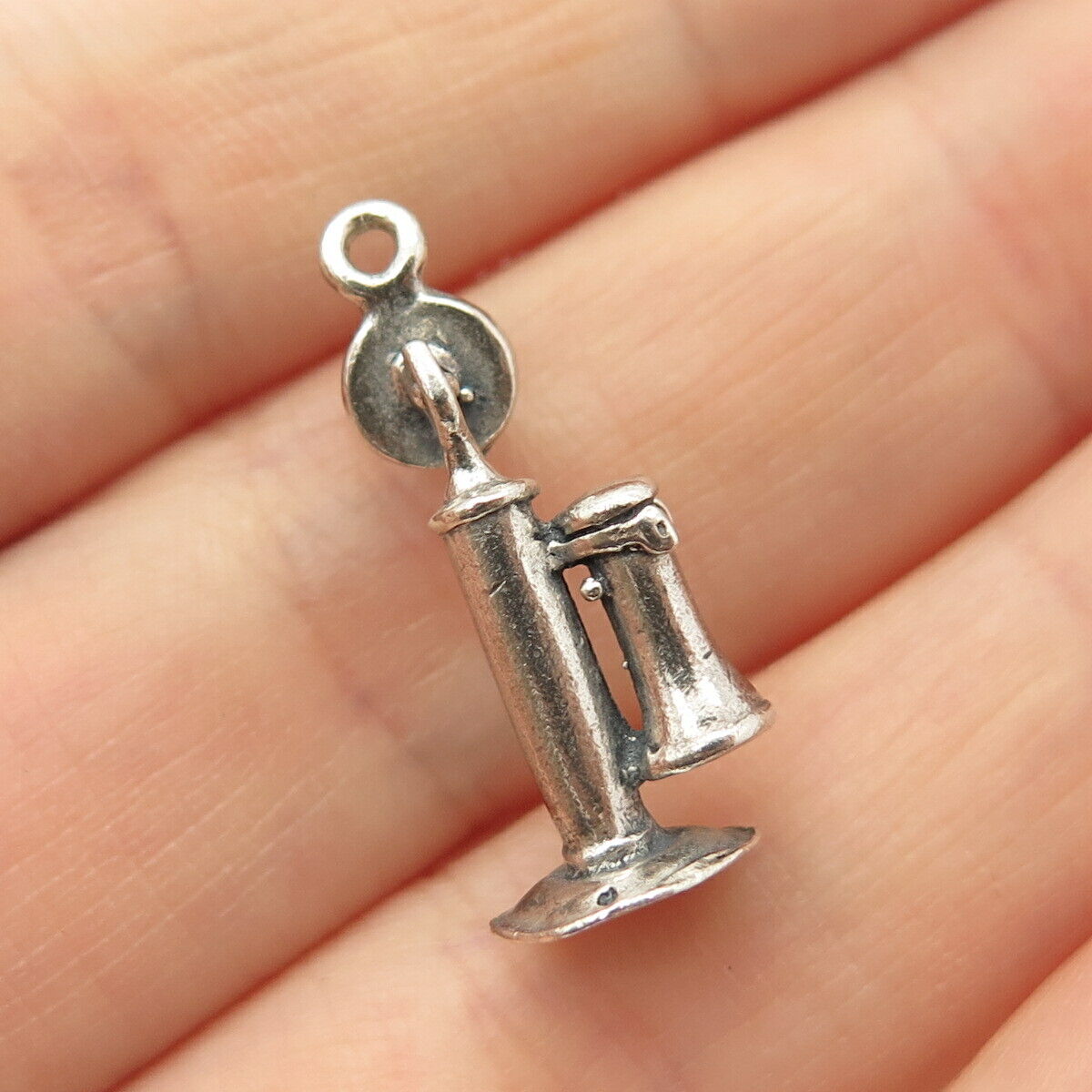 925 Sterling Silver Vintage Retro Phone Design Pendant