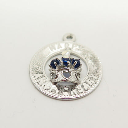 925 Sterling Silver Vintage Rhinestone & Enamel "Happy Anniversary" Pendant