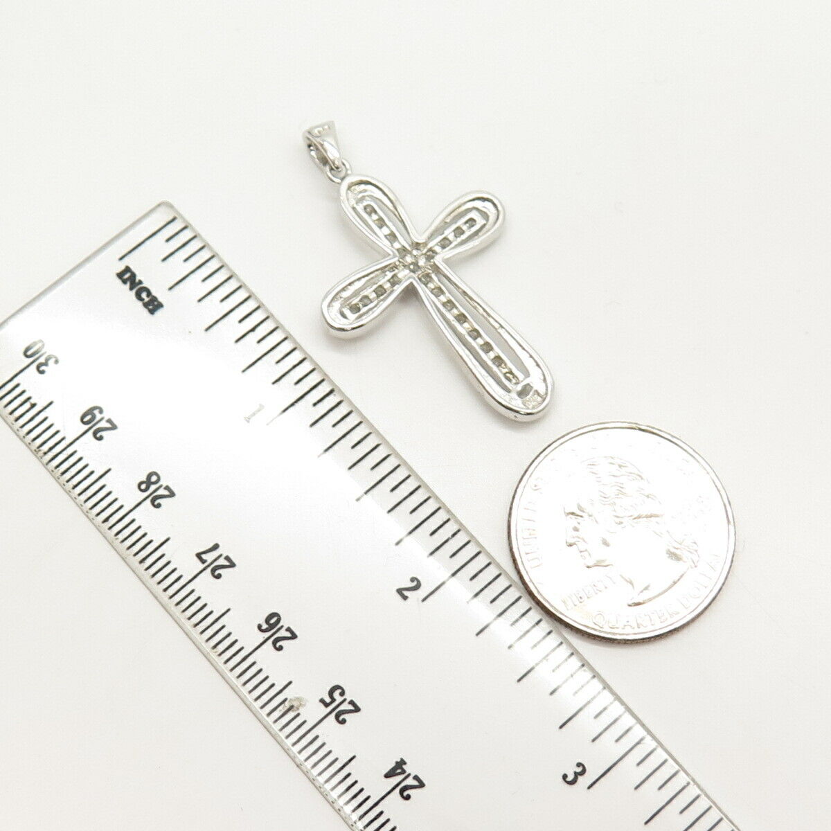 925 Sterling Silver C Z Cross Pendant