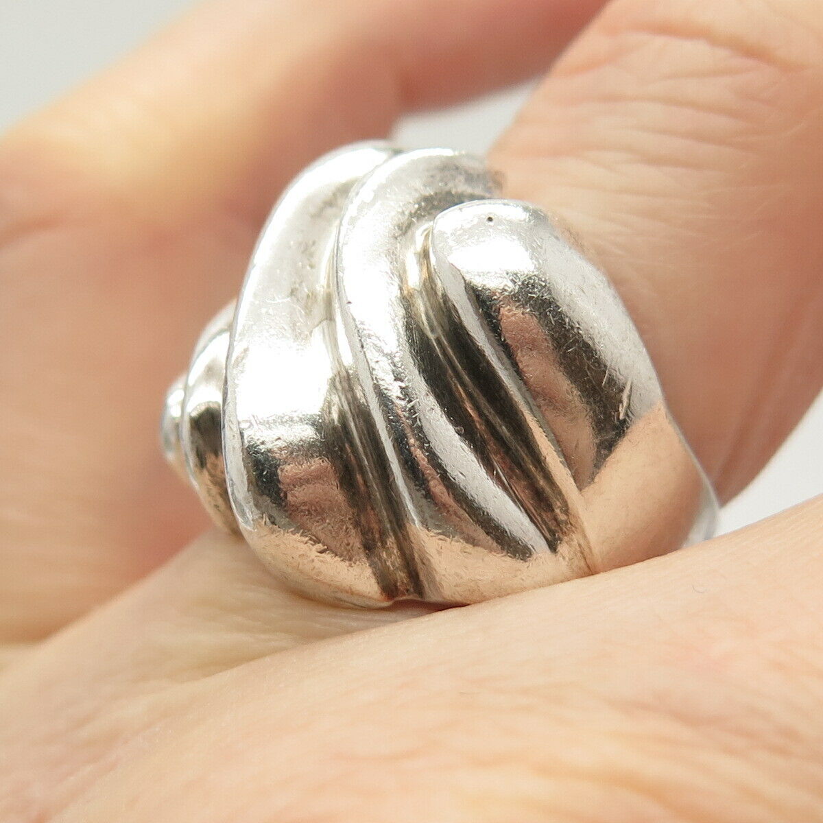 925 Sterling Silver Vintage Mexico Wrinkled Ring Size 7 3/4