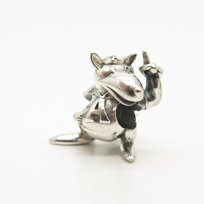 925 Sterling Silver Vintage Wolf in Cap Bead Charm