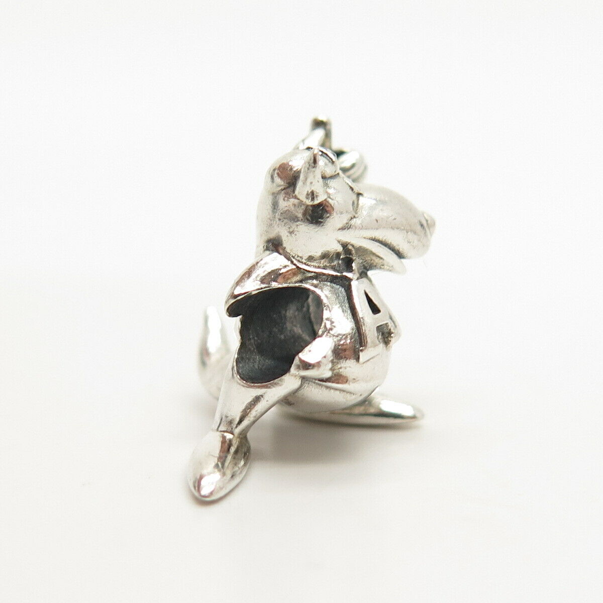 925 Sterling Silver Vintage Wolf in Cap Bead Charm