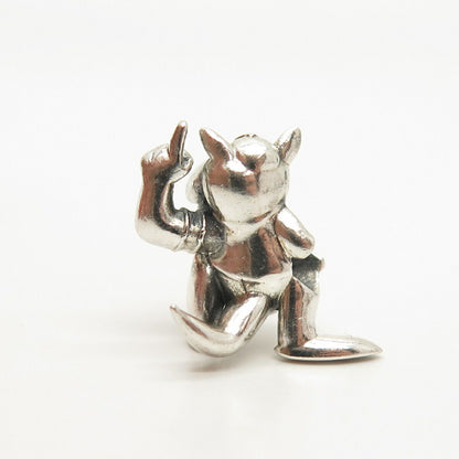 925 Sterling Silver Vintage Wolf in Cap Bead Charm