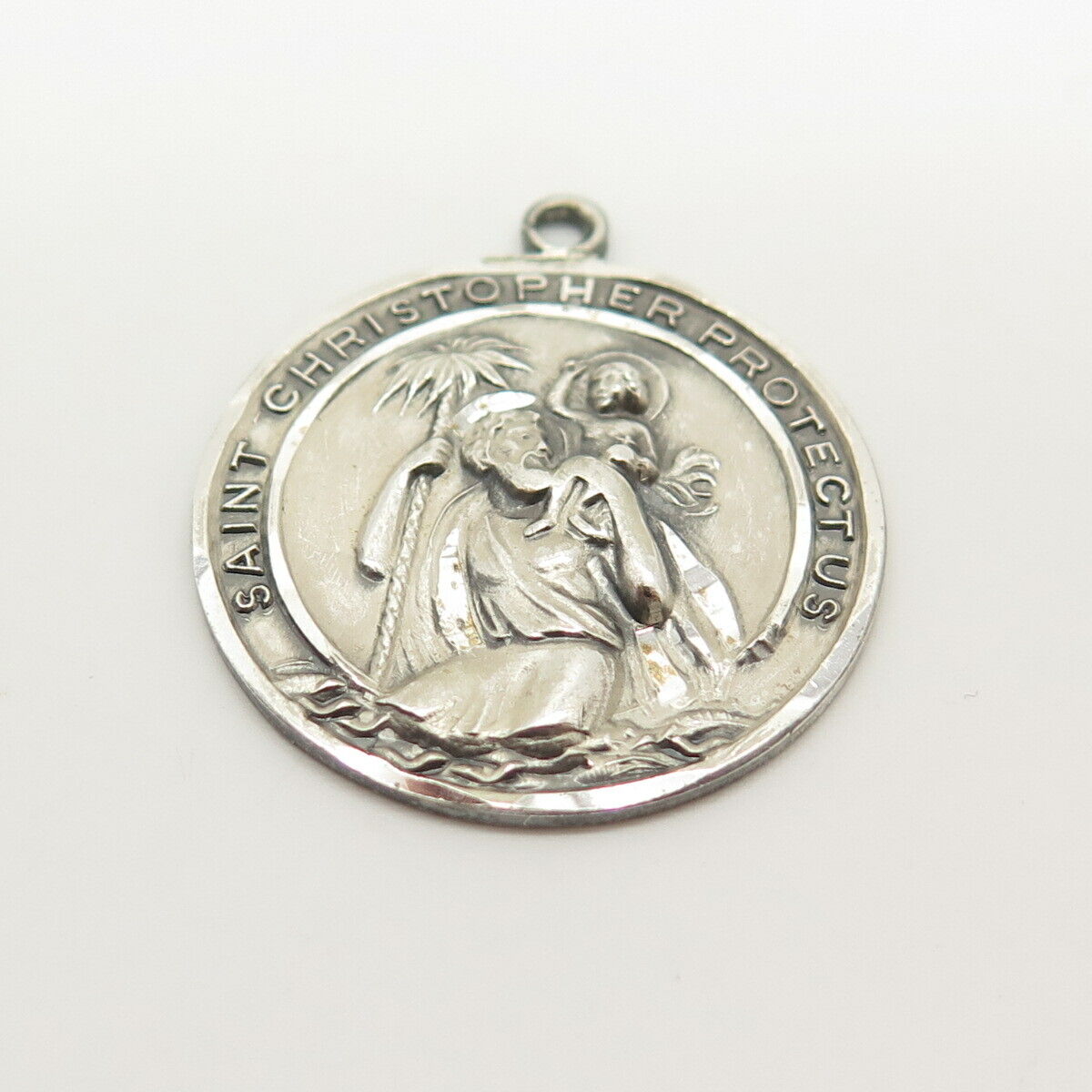 925 Sterling Silver Vintage St. Christopher Religious Pendant