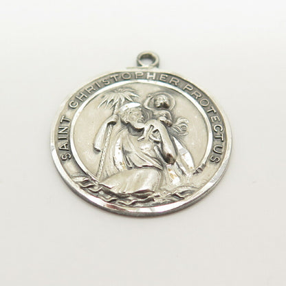 925 Sterling Silver Vintage St. Christopher Religious Pendant