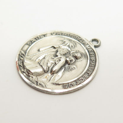 925 Sterling Silver Vintage St. Christopher Religious Pendant