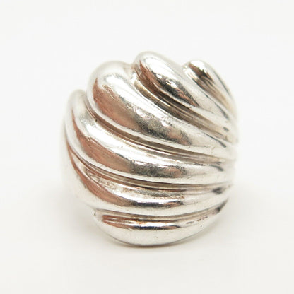 925 Sterling Silver Vintage Puffy Ribbed Ring Size 7
