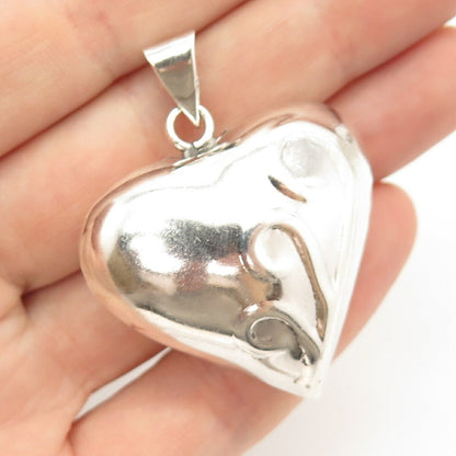 925 Sterling Silver Vintage Hollow Heart Pendant