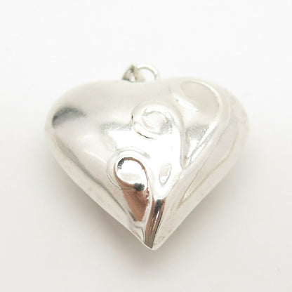 925 Sterling Silver Vintage Hollow Heart Pendant