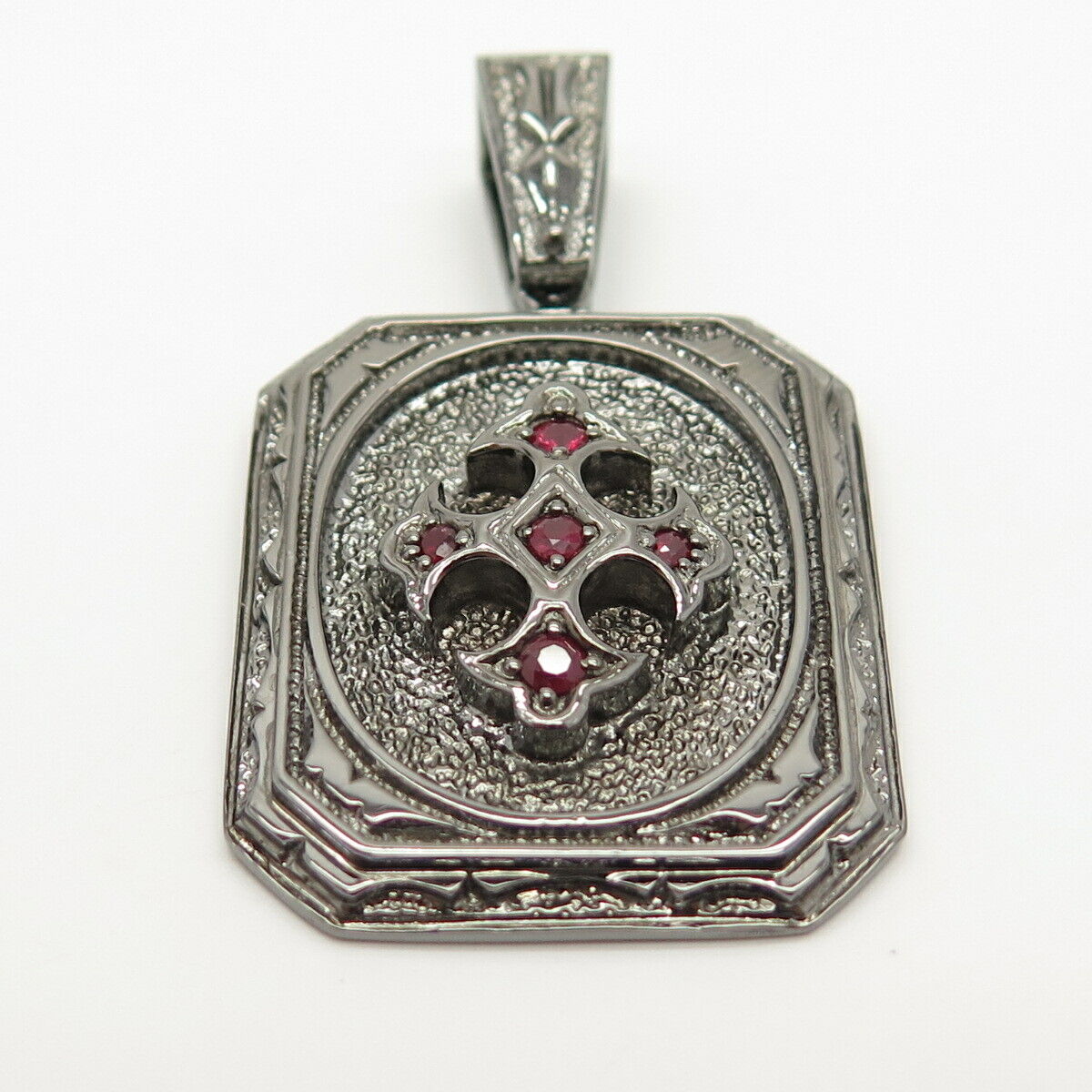 925 Sterling Silver Real Ruby Gemstone Cross Design Pendant