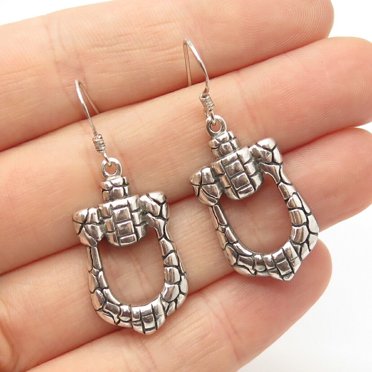 925 Sterling Silver Vintage Brutalist Design Dangling Earrings